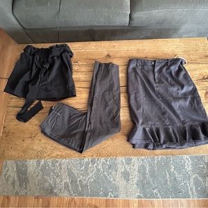 Work bottoms bundle grey black shorts skirt pixie skinny pant size small 4